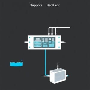 Diagrama esquemático de un sistema de refrigeración líquida para servidores con flujo de refrigerante a través de los componentes del servidor y los intercambiadores de calor.