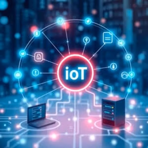 Visualisation abstraite de l'intégration de l'IdO dans les solutions d'hébergement web