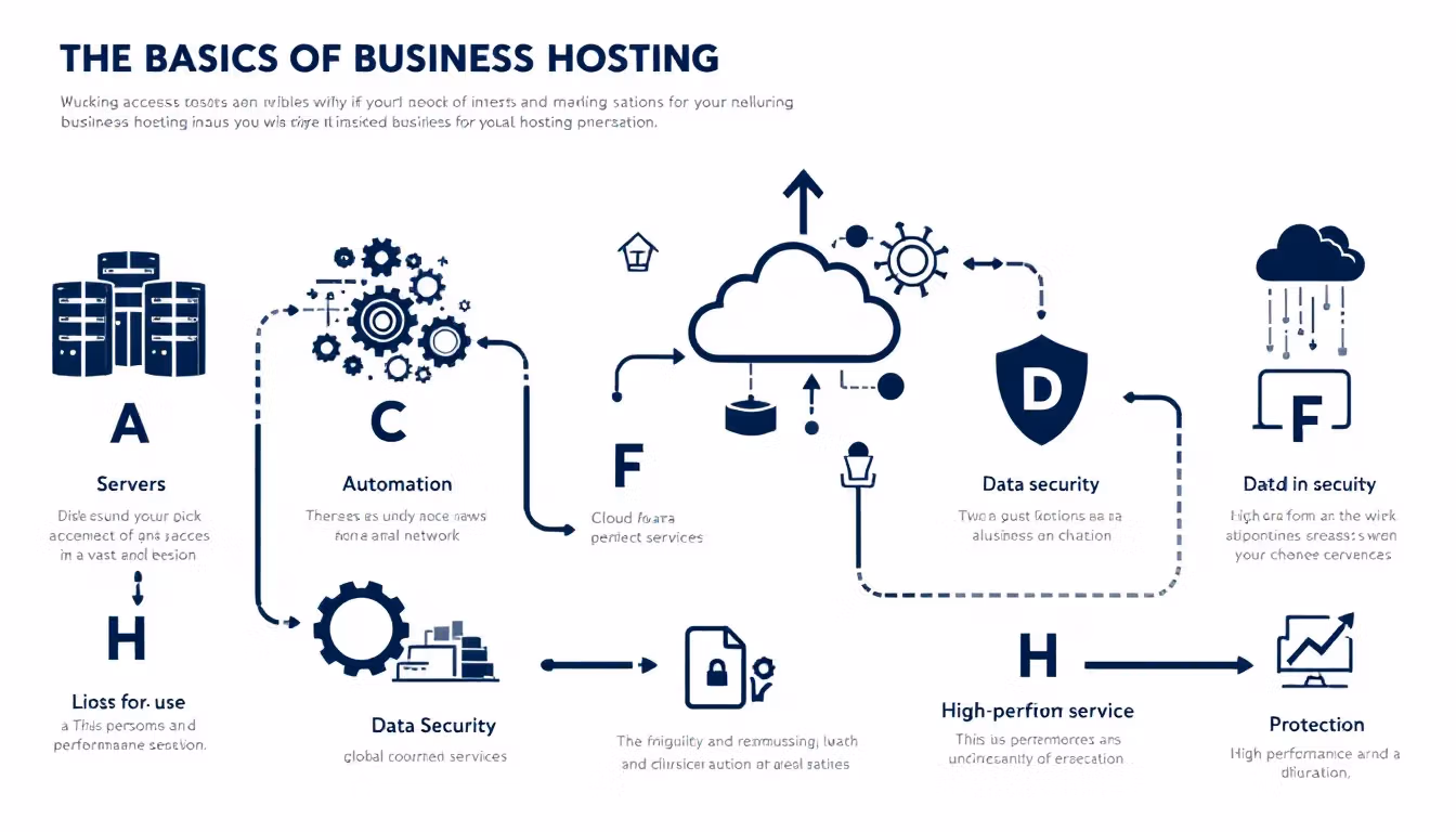 A graphic that explains the basics of business hosting.