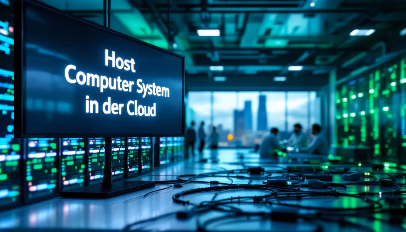 Ilustrația prezintă un sistem computerizat gazdă în cloud care este operat cu Oracle VM VirtualBox pentru a virtualiza diverse sisteme de operare invitate, cum ar fi Windows 11 și Linux. Ilustrația prezintă o interfață utilizator care sprijină echipele IT în gestionarea mașinilor virtuale și a rețelelor.