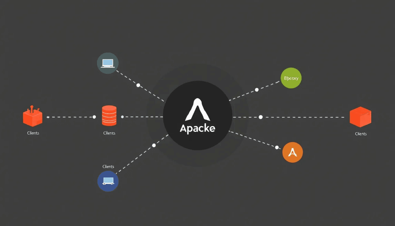 Eine grafische Darstellung der Apache-Konfiguration zur Implementierung eines Reverse Proxys.