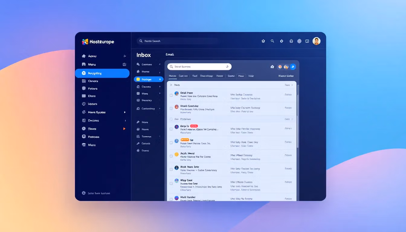 Ein Screenshot des Webmailers von Hosteurope, der die Benutzeroberfläche zeigt.