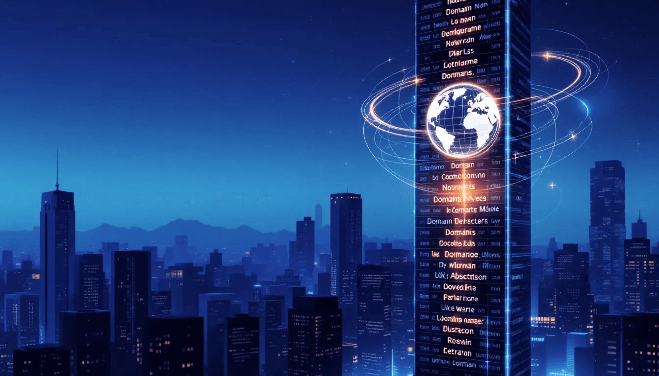 Un graphique sur l'optimisation de la présence en ligne par le choix du bon domaine et son importance pour la visibilité sur Internet.