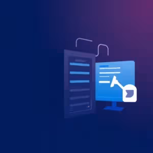 Mesa com computador e documentos de contrato no escritório, sem texto