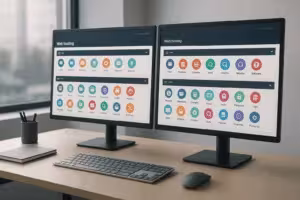 Moderne hosting-dashboard med cPanel-grænseflade i Office
