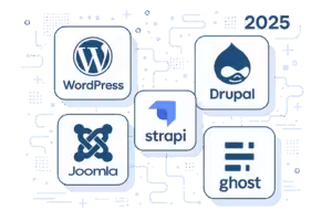 Die besten Open Source CMS Systeme 2025 im Vergleich: WordPress, Drupal, Joomla, Strapi und Ghost