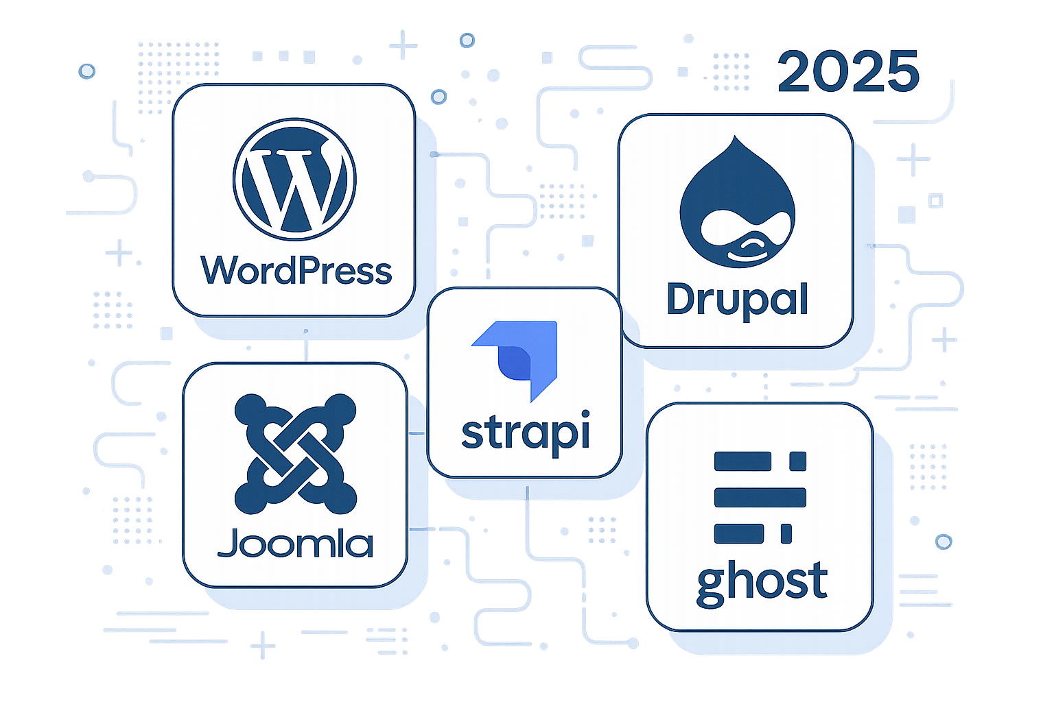 Die besten Open Source CMS Systeme 2025 im Vergleich: WordPress, Drupal, Joomla, Strapi und Ghost