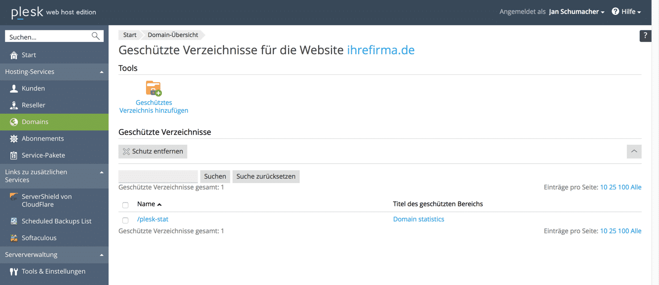 Plesk Directory Protection