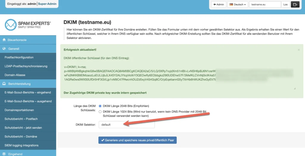 spamexperts dkim einstellung
