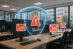 Toimiston tietokonejärjestelmät, jotka on suojattu digitaalisilla roskapostin torjuntatekniikoilla