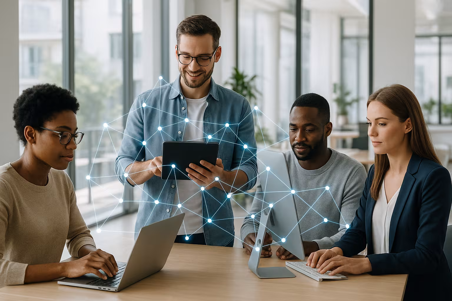 Comunitatea digitală a diferiților utilizatori în portalul modern de membri cu laptopuri și tablete