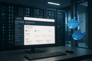 Plesk Dashboard with Docker container integration on a modern server