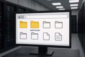 Symbolsk server med synlig .well-known-mappe i datastrukturnetværket