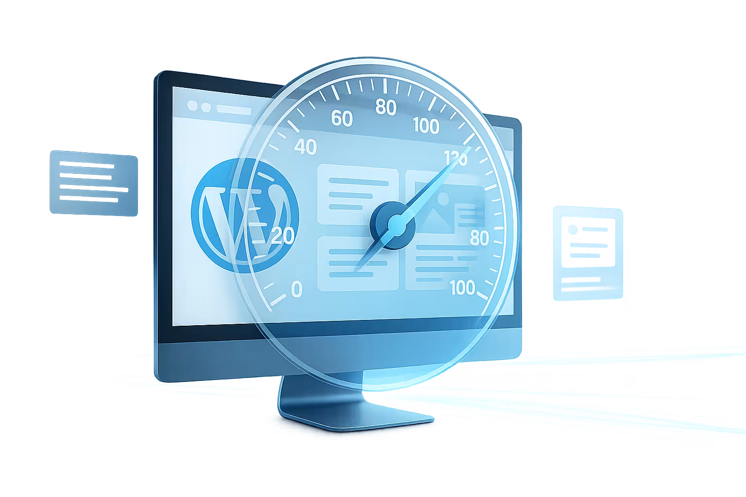 スピード要素を備えた高速WordPressウェブサイトの抽象的表現