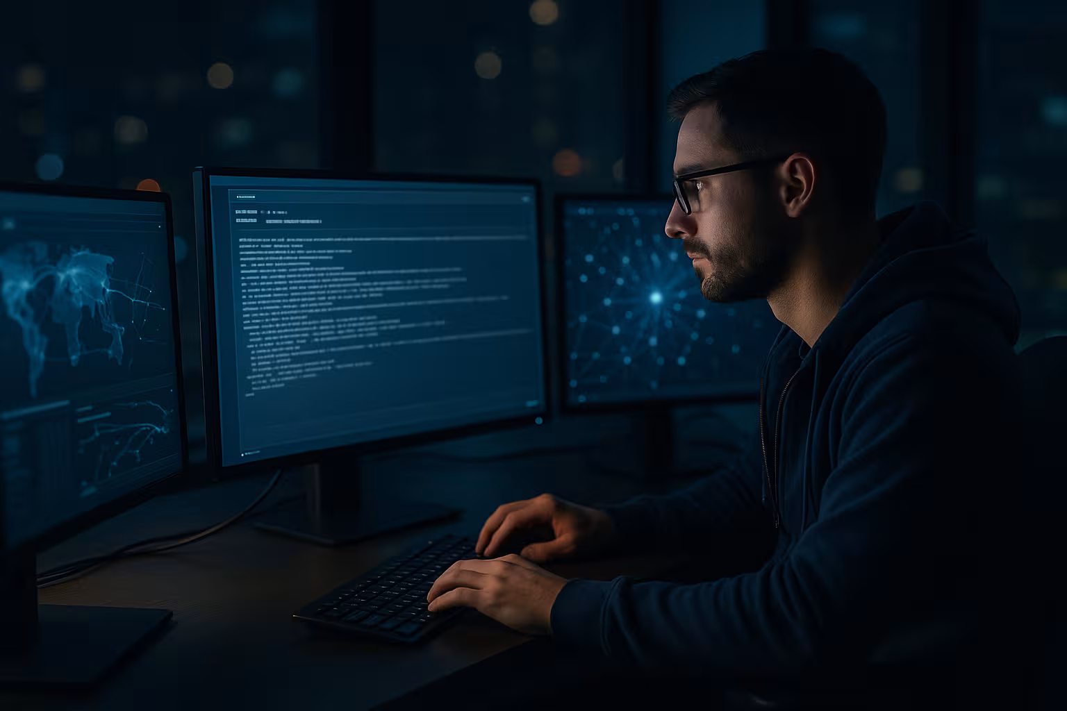 El analista analiza las cabeceras de los correos electrónicos para identificar las fuentes de spam en el monitor