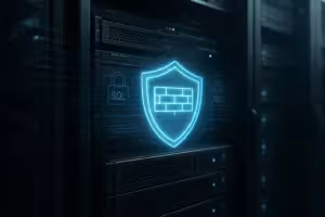 Център за данни с цифрова защитна стена и елементи за киберсигурност