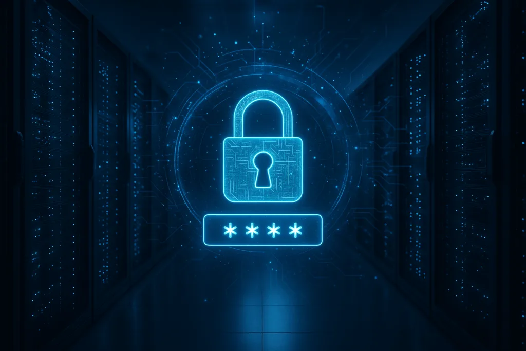 Highly secure data center with digital password protection and cyber security