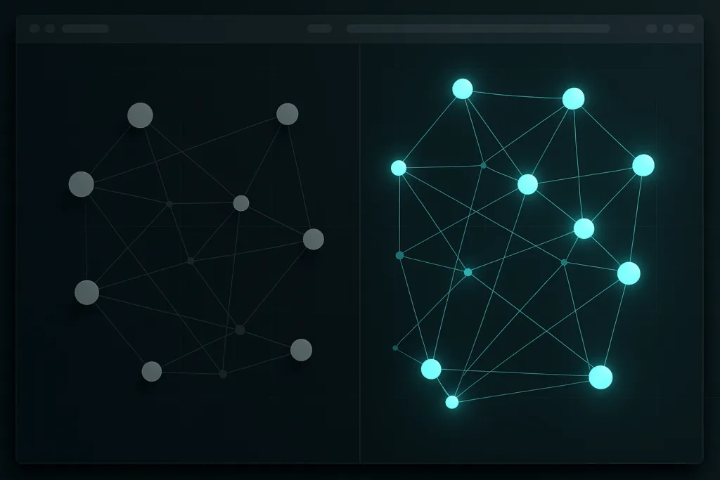 Network diagram with separate indexed and excluded websites