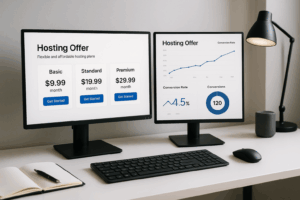 Сравнение на две версии на хостинг уебсайта чрез A/B тест в модерна работна среда