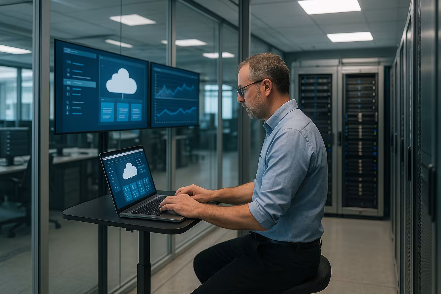 Gestionarea și utilizarea eficientă a serverelor cloud - stație de lucru IT modernă în centrul de date