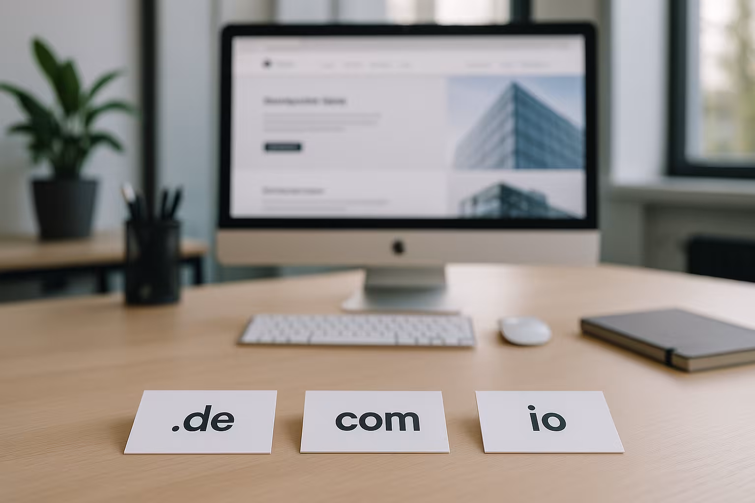 Käyntikortit, joissa on eri suotuisia verkkotunnuksia yhdellä pöydällä