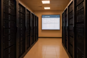 Moderni saksalainen hosting-tietokeskus palvelintelineineen