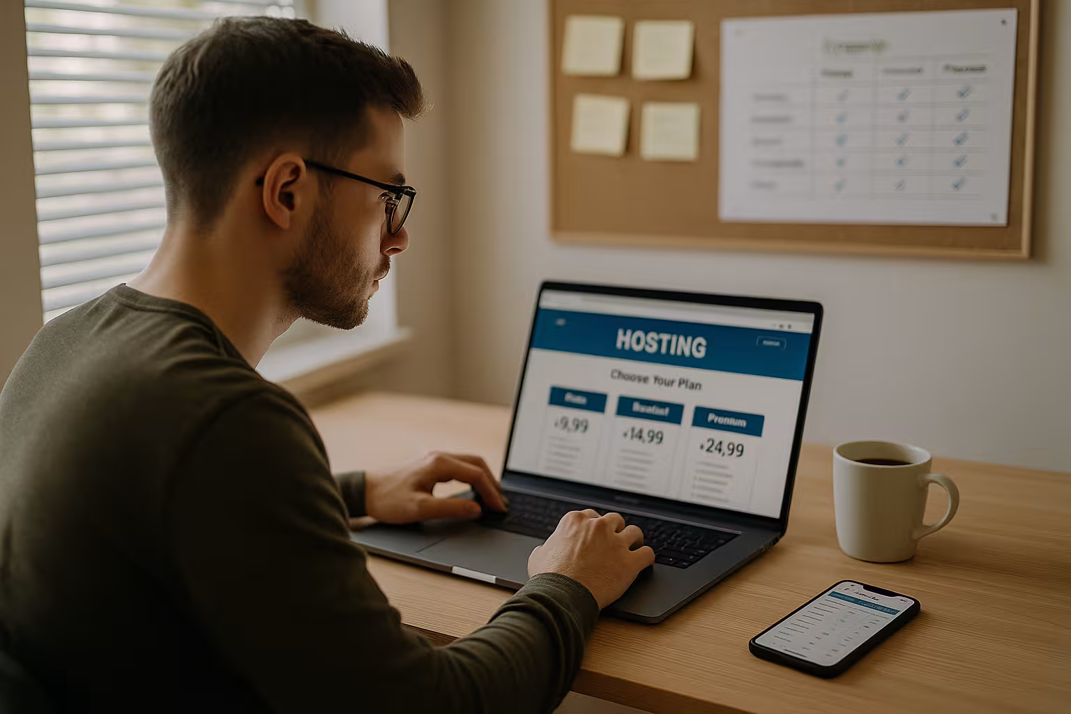 Prolongar ou mudar o contrato IONOS: decisão no computador portátil no escritório em casa