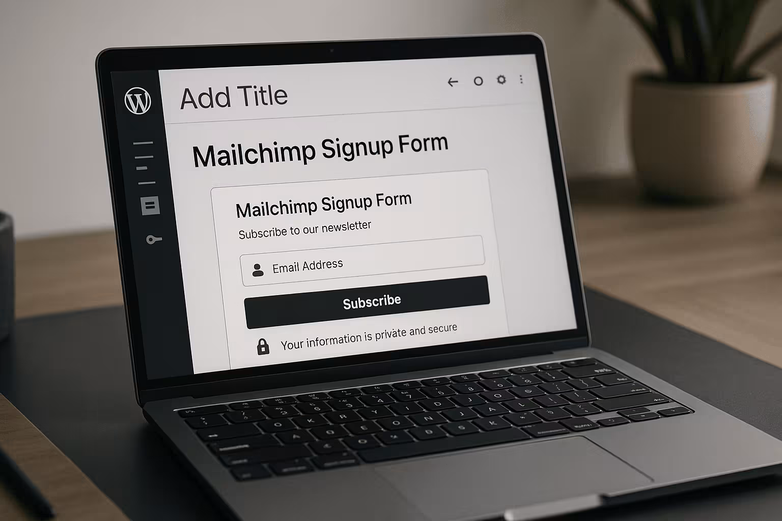 Mailchimp und WordPress Integration DSGVO-konform auf Laptop