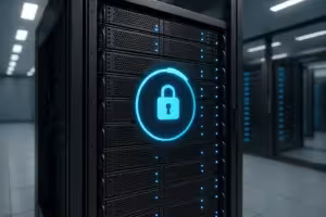 Servidor no centro de dados com processo de backup rsync em execução