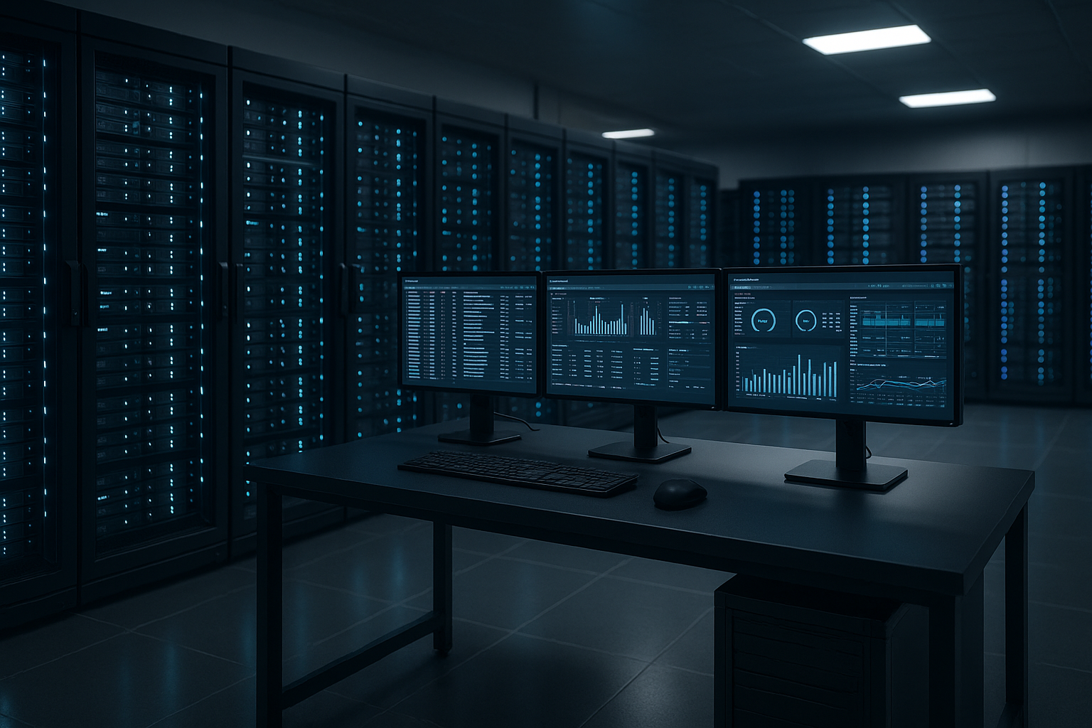 Servere virtuale într-un centru de date modern cu echipamente IT