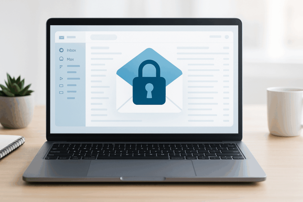 Nowoczesny laptop z otwartym interfejsem e-mail do bezpiecznego zarządzania pocztą internetową