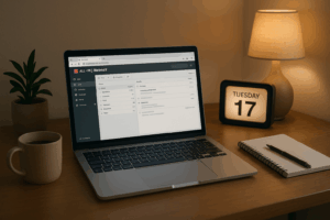 ノートPCのデスクトップ・メールクライアントで開かれたAll-Inkl Webメール・インターフェース