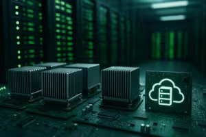 Moderne CPU-moduler i serverrummet til webhosting-ydelse