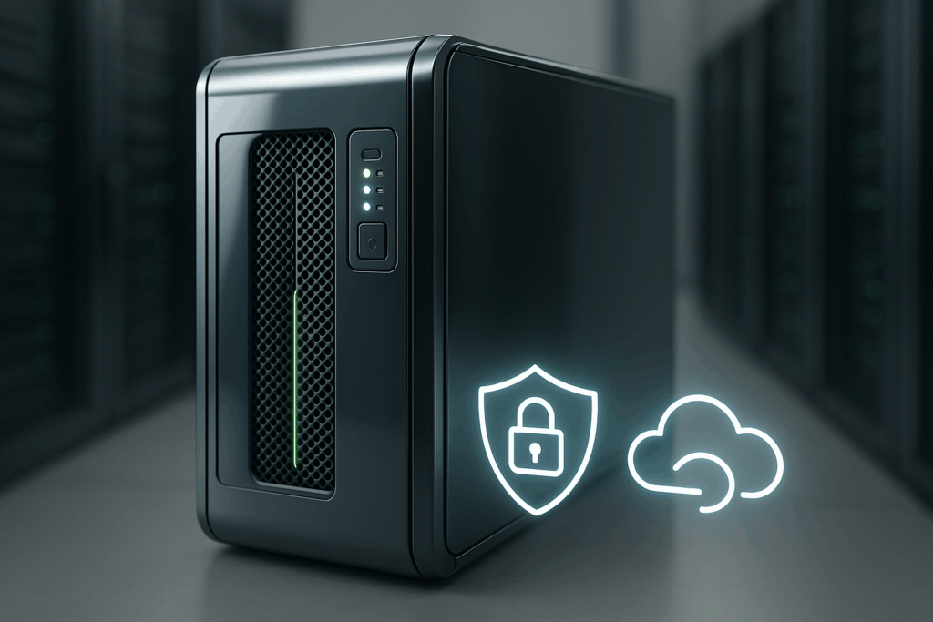 Модерен сървър OpenLiteSpeed в център за данни с контролен панел и облачни икони