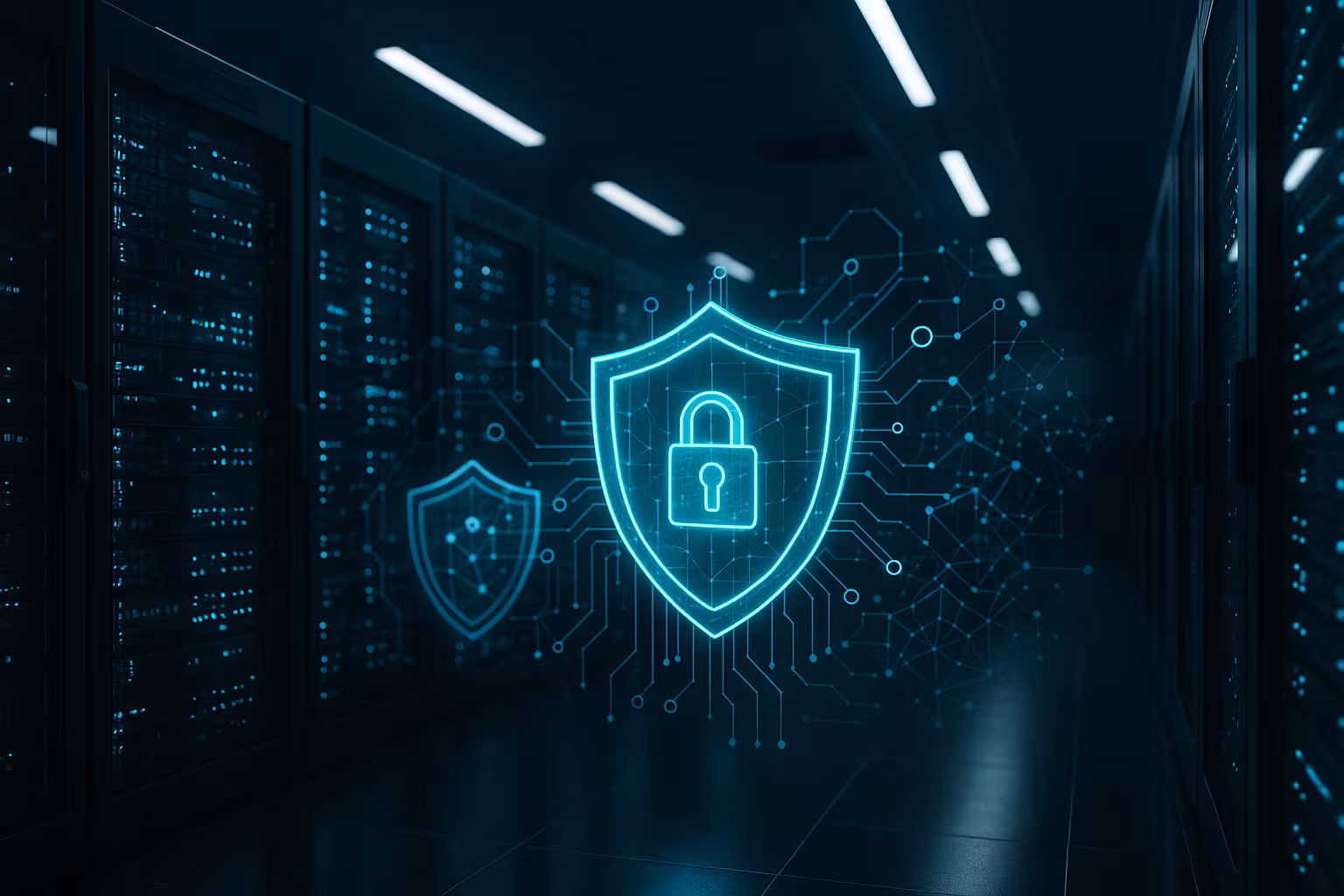 Centro dati con scudo protettivo digitale contro gli attacchi DDoS