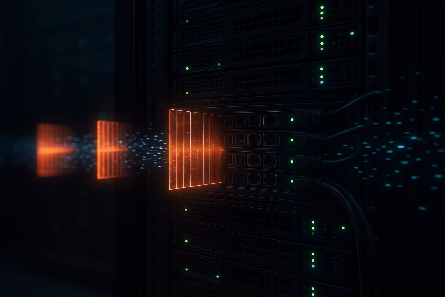 El cortafuegos protege un servidor web en un centro de datos moderno.