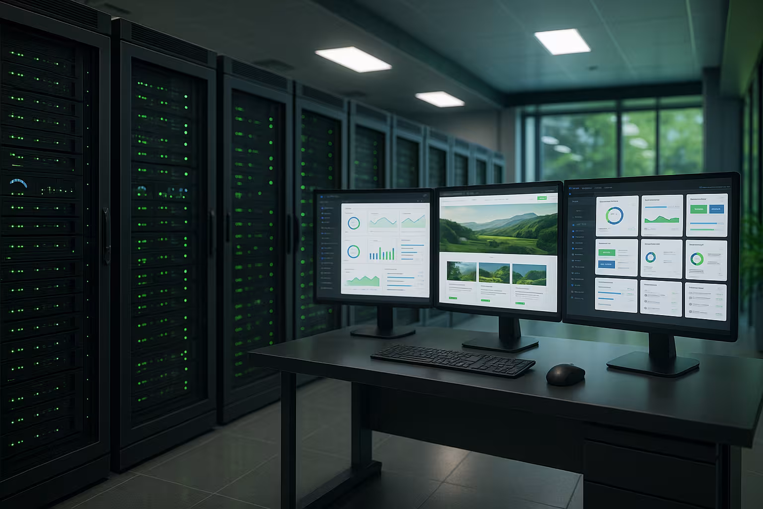 Un moderno centro dati per l'hosting multidominio con più server