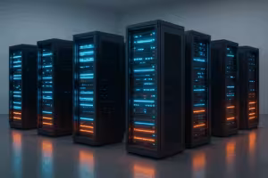 Arquitectura de servidor multinivel en un centro de datos moderno, símbolo del alojamiento multinivel