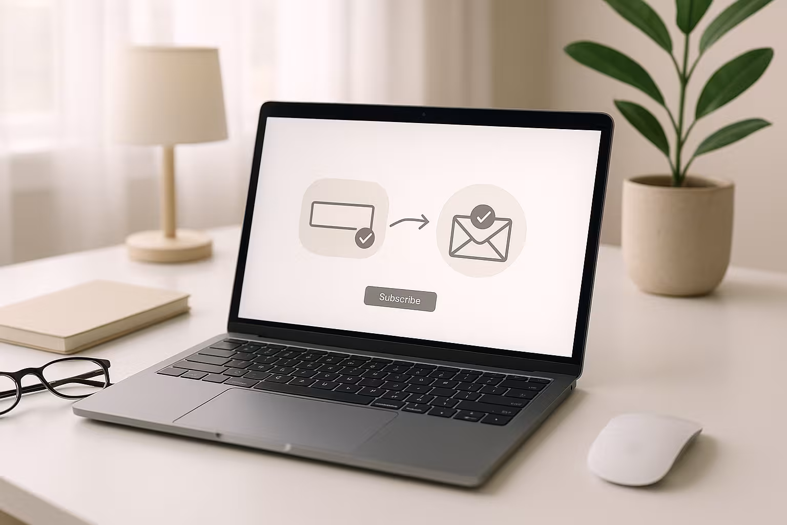 Tilmelding til nyhedsbrev med dobbelt opt-in på laptop