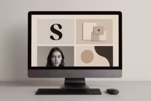 Strona portfolio na komputerze stacjonarnym z nowoczesnym hostingiem