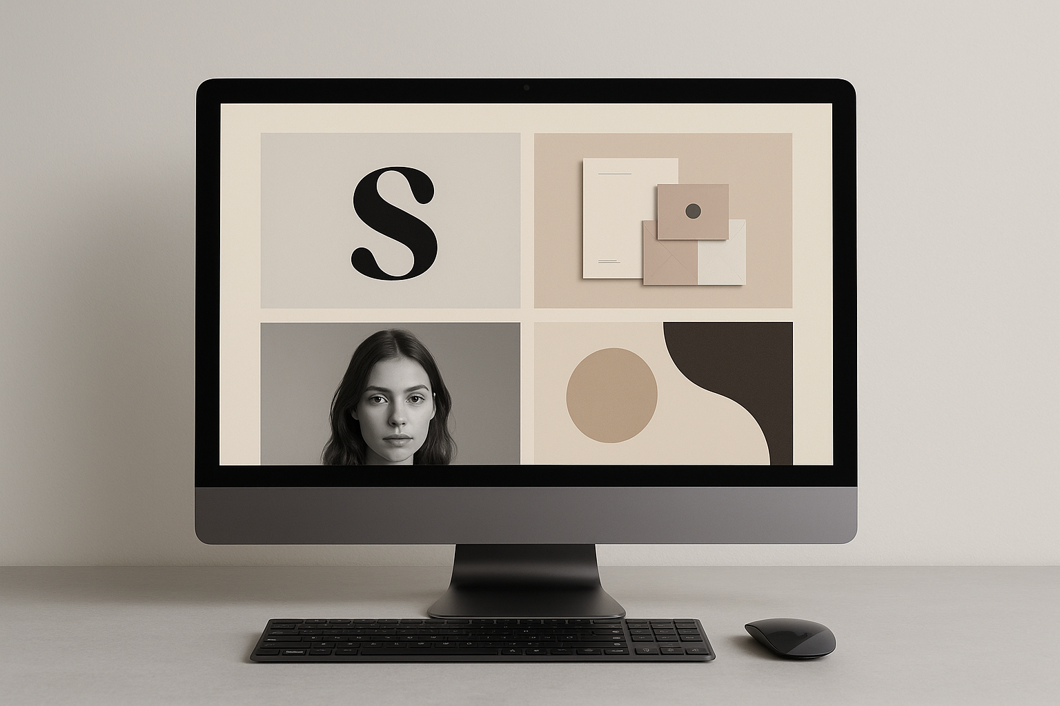 Sito web di portfolio su un desktop con un moderno web hosting