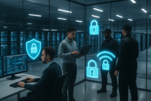 セキュリティ・チームと監視体制を備えた最新のデータセンター