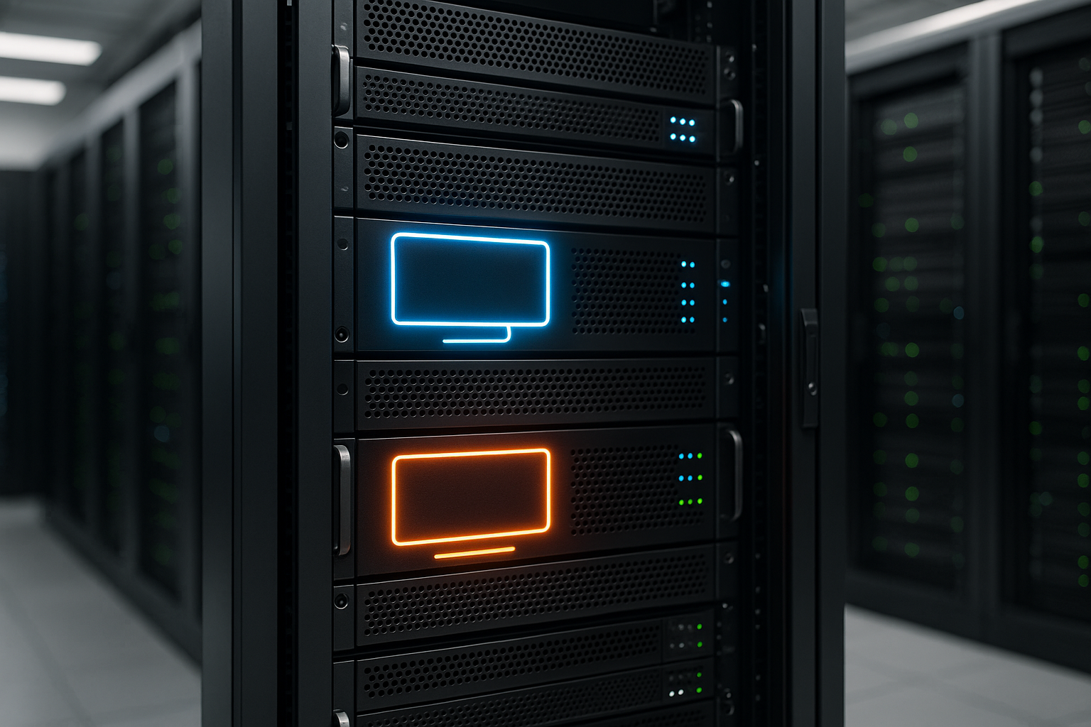 Centru de date cu rafturi pentru serverul Vserver și serverul root