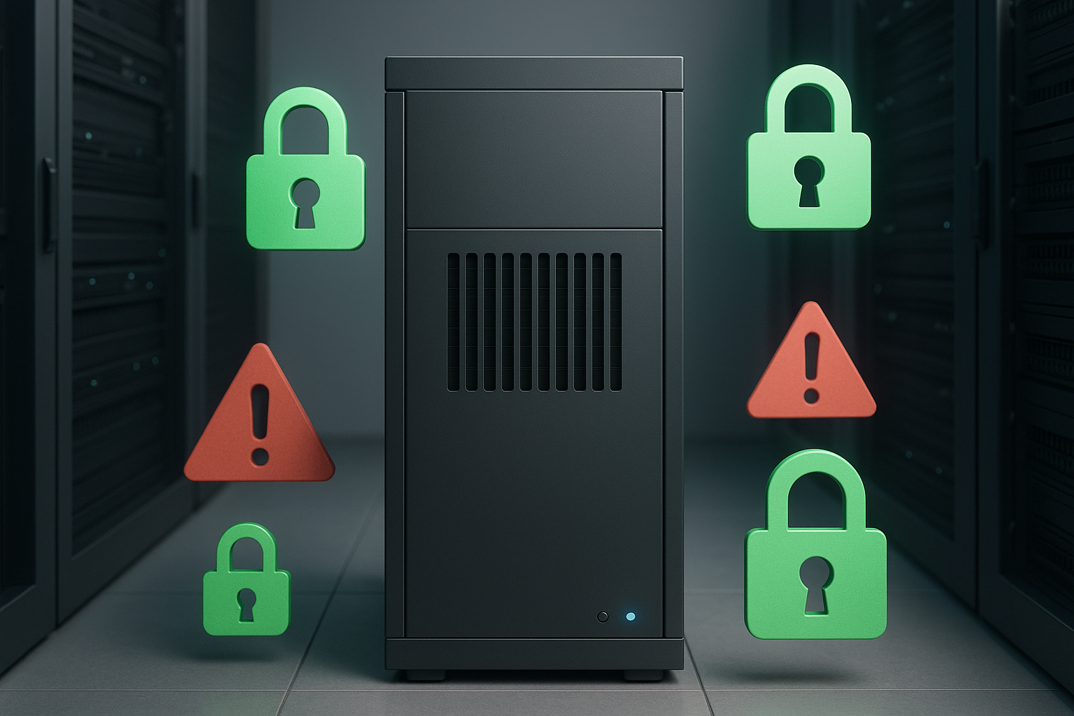 Sicurezza dell'hosting SSL con server web e lucchetti verdi