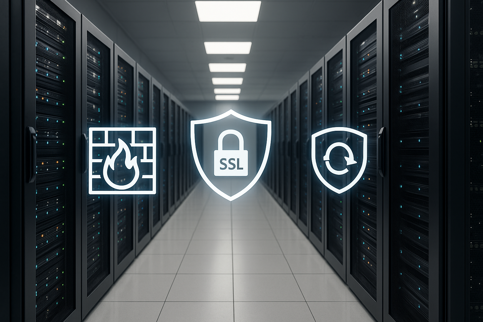 Seguridad y servidores modernos en el centro de datos de STRATO para una seguridad web óptima