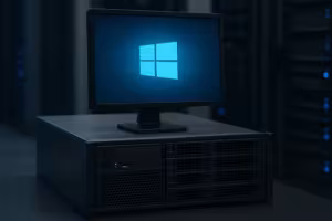 画面にWindowsのロゴが表示されたサーバー