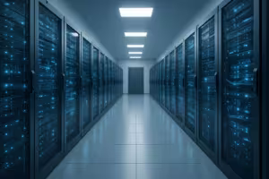 ドイツのデータセンターに設置された最新のサーバーラック、安全なウェブホスティング環境