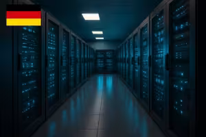 Servidores modernos no data center para hospedagem na Web 2025