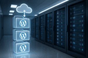 安全なサーバールームでWordPressを自動バックアップしたデジタルデータベース