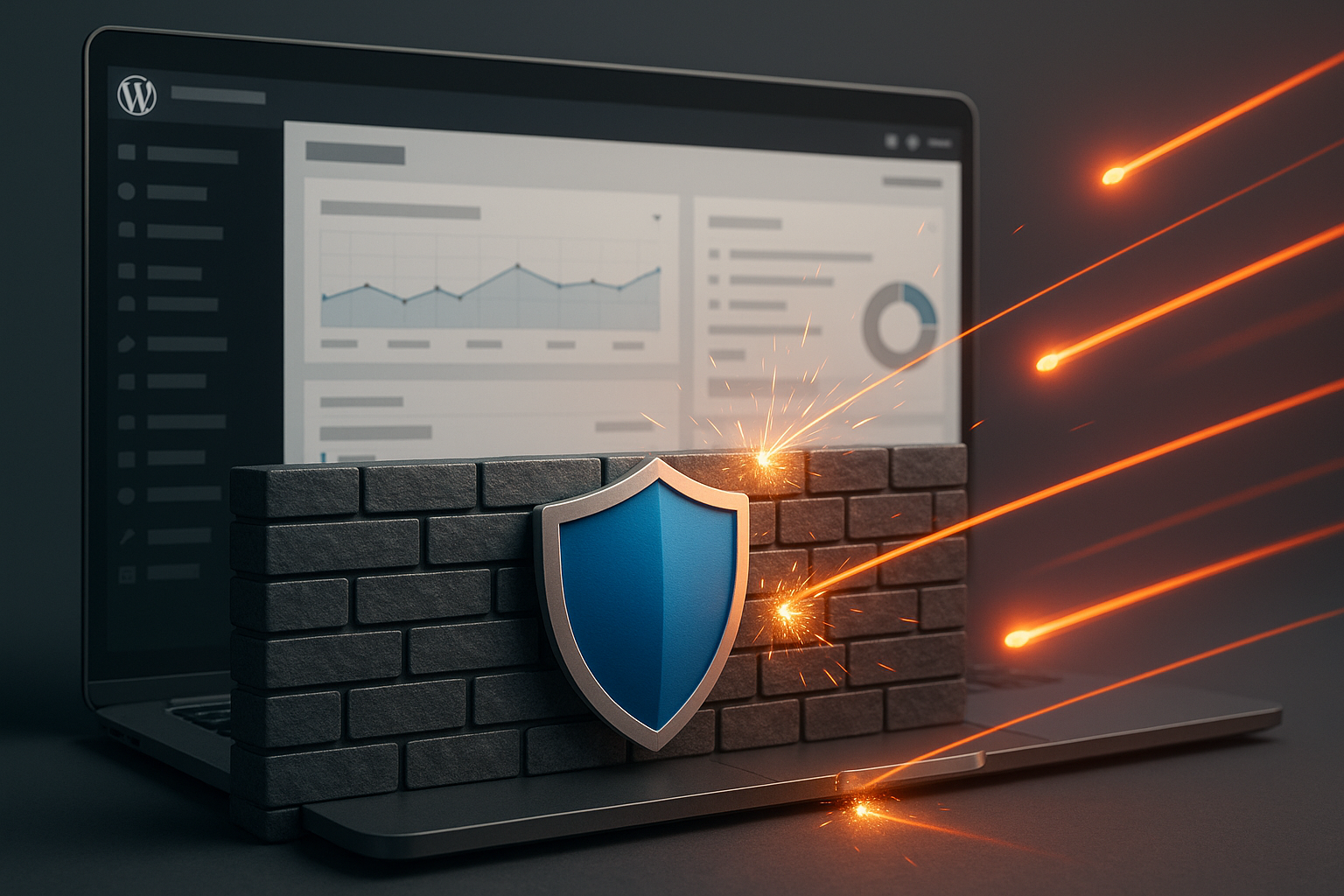 El muro de protección digital protege un sitio web WordPress con un cortafuegos activo